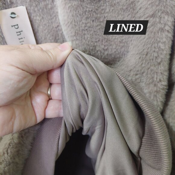 Philosophy Republic Women's Faux Fur Pullover Top Tan Size Small Lined~Soft~Cozy - Picture 9 of 14